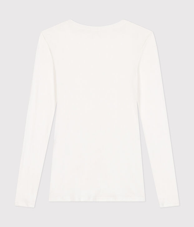 Lang&auml;rmeliges, eng anliegendes Damen-T-Shirt aus leichter Baumwolle weiss