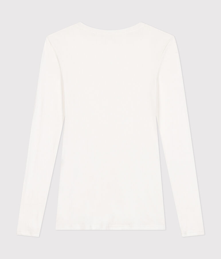 Lang&auml;rmeliges, eng anliegendes Damen-T-Shirt aus leichter Baumwolle weiss