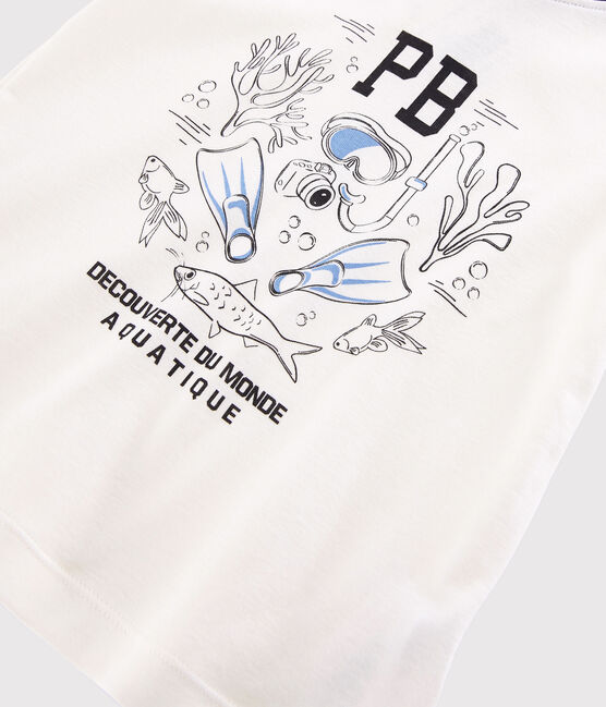 Kurzärmeliges Kinder-T-Shirt aus Baumwolle für Jungen weiss MARSHMALLOW