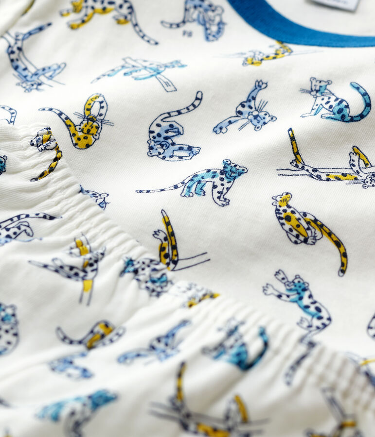 Kinderpyjama aus Bio-Baumwolle mit Panther-Print f&uuml;r Jungen weiss/vielfarbig