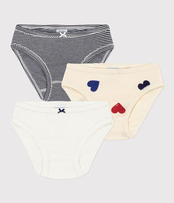 3er-Set Slips aus Baumwolle mit drei Herzen für Mädchen variante 1