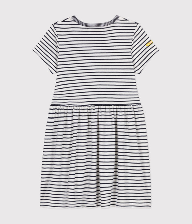 Kinder-Kleid Mr. Men und Little Miss aus Baumwolle f&uuml;r M&auml;dchen weiss/blau