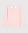 Langärmeliges T-Shirt aus Wolle und Baumwolle mit Ringelstreifen für Mädchen rosa CHARME/weiss MARSHMALLOW