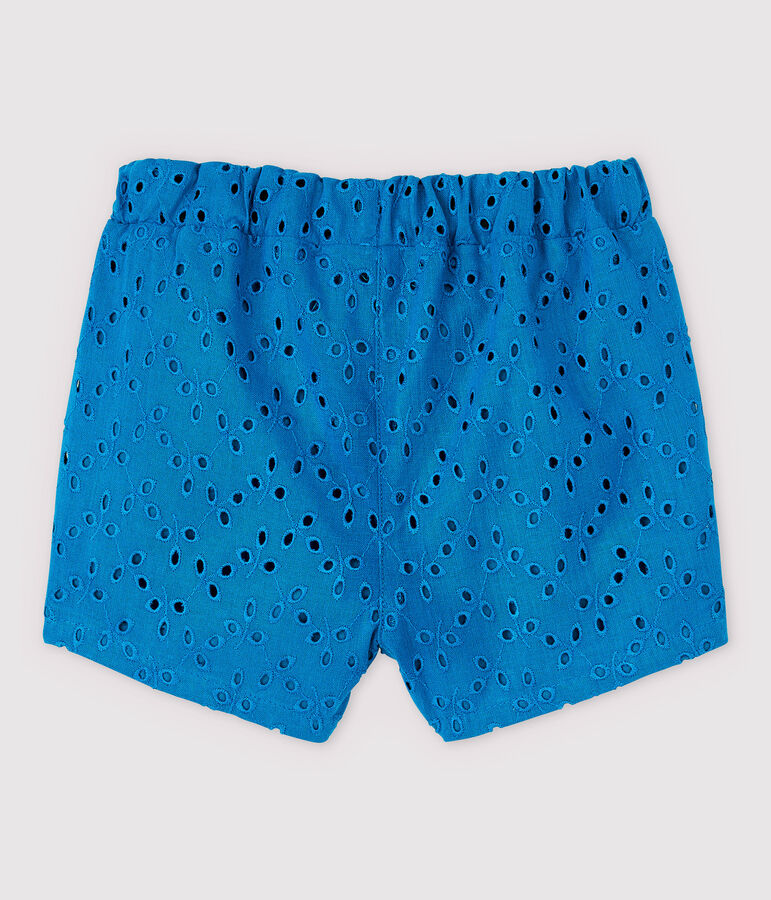 Baby-Shorts mit englischer Stickerei f&uuml;r M&auml;dchen blau