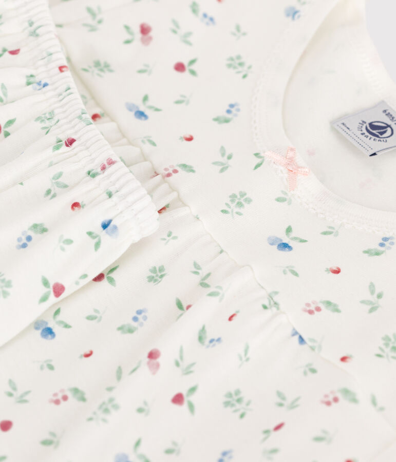 Kinder-Kurzpyjama aus Baumwolle mit Fruchtmotiv weiss MARSHMALLOW/weiss MULTICO