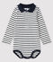 Langärmliger Baby-Body für Jungen weiss MARSHMALLOW/blau SMOKING