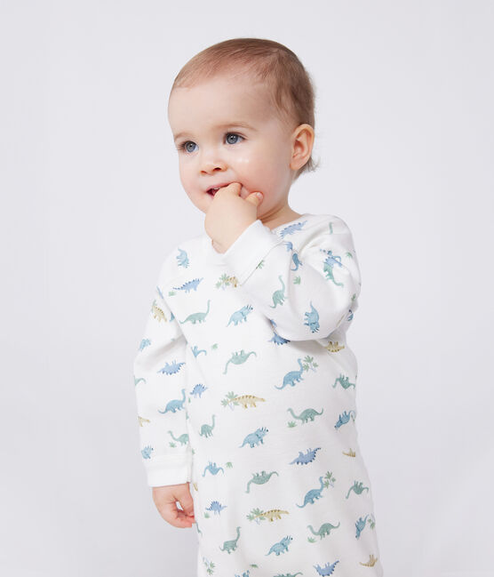 Strampler aus Baumwolle mit Dinos weiss MARSHMALLOW/weiss MULTICO