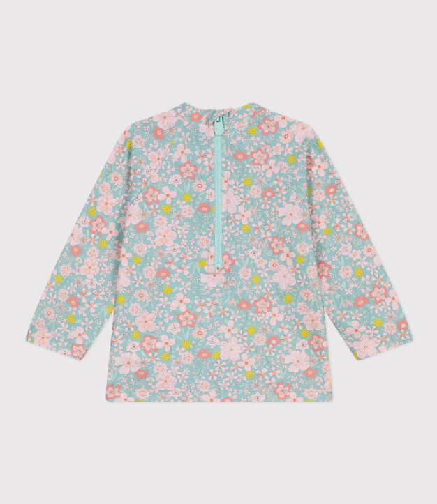 Baby-T-Shirt mit UV-Schutz, Blumenmuster blau/vielfarbig
