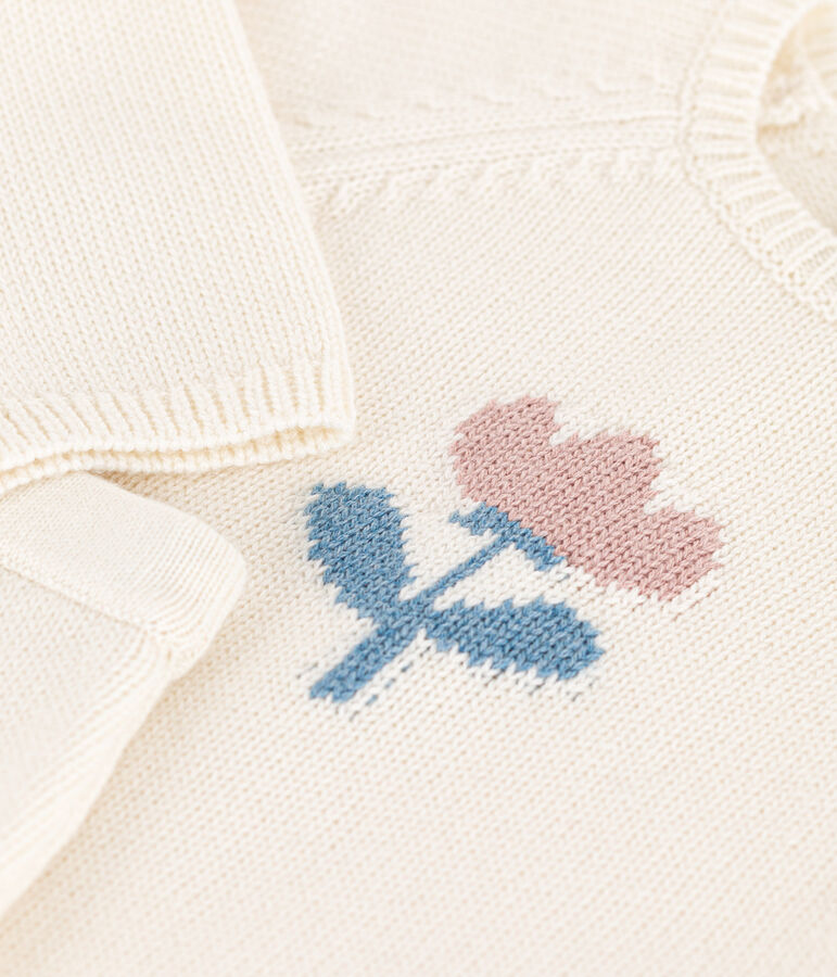 Baby-Set aus Woll- und Baumwoll-Strick weiss