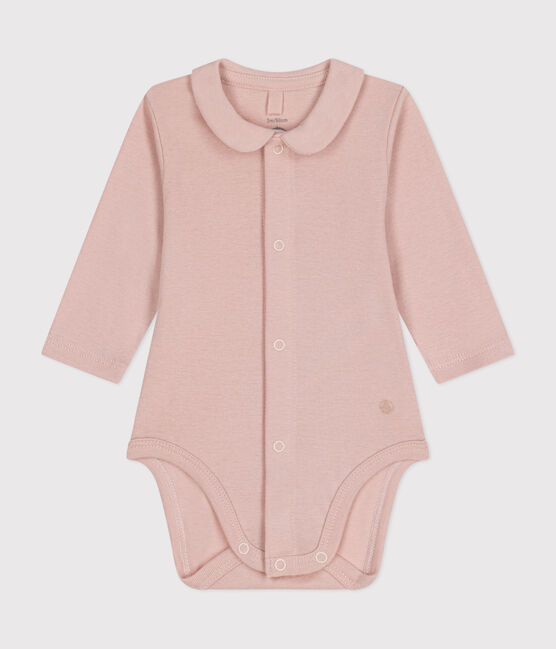 Langärmliger Baby-Body mit Kragen rosa SALINE