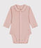 Langärmliger Baby-Body mit Kragen rosa SALINE