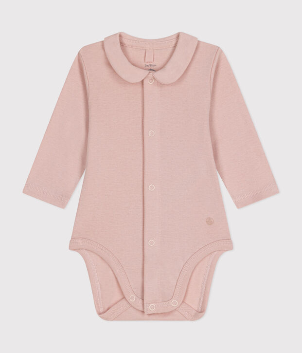 Lang&auml;rmliger Baby-Body mit Kragen rosa