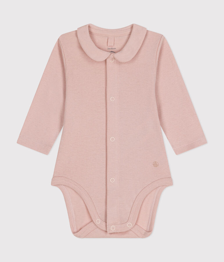 Lang&auml;rmliger Baby-Body mit Kragen rosa