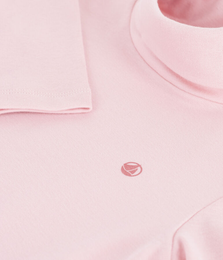 Kinder-Rollkragenshirt aus einfarbiger Baumwolle rosa