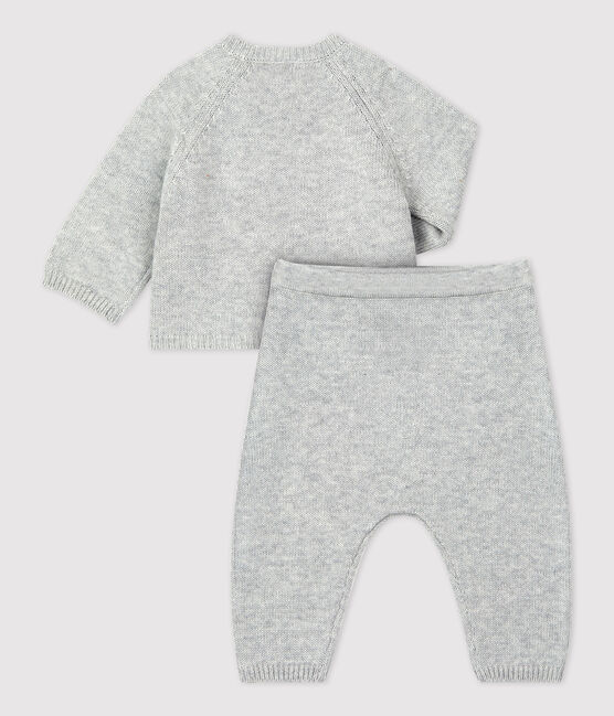 Baby-Zweiteiler aus Bio-Jacquardstrick grau BELUGA CHINE