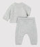 Baby-Zweiteiler aus Bio-Jacquardstrick grau BELUGA CHINE