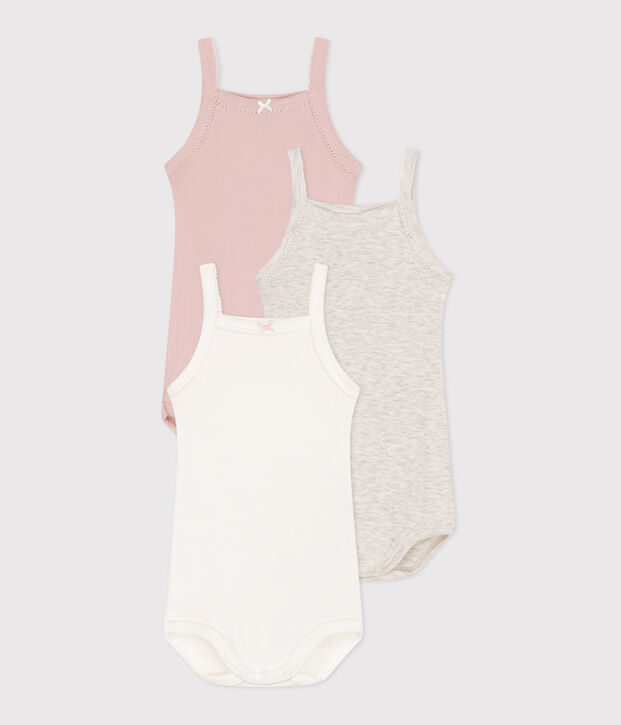 3er-Set Baby-Tr&auml;gerbodys aus einfarbiger Baumwolle vielfarbig