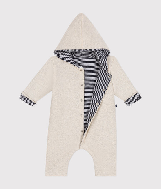 Langer, wattierter Baby-Overall mit Kapuze aus Baumwolle beige MONTELIMAR CHINE