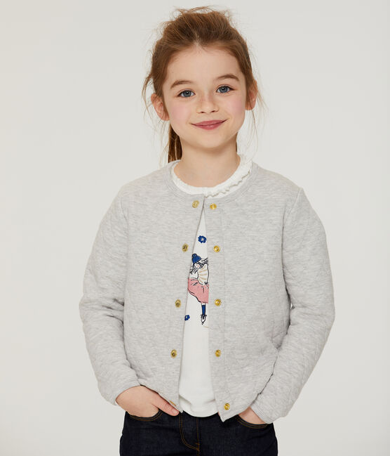 Kinder-Cardigan Mädchen grau BELUGA CHINE