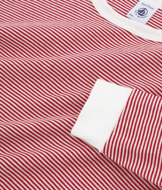 Rippstrick-Pyjama für kleine Jungen rot TERKUIT/weiss MARSHMALLOW