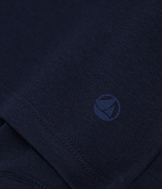 Kurzärmeliges Damen-T-Shirt L'ICONIQUE aus einfarbigem Rippstrick blau SMOKING