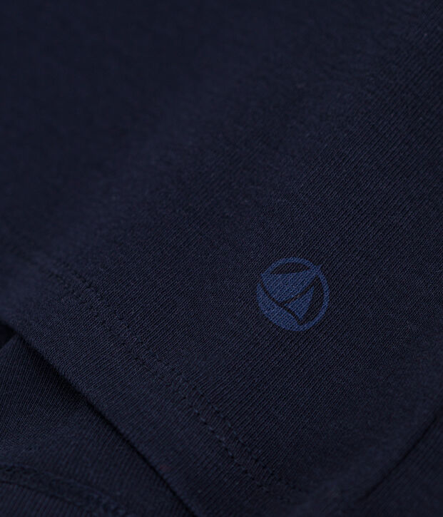 Kurz&auml;rmeliges Damen-T-Shirt L'ICONIQUE aus einfarbigem Rippstrick blau