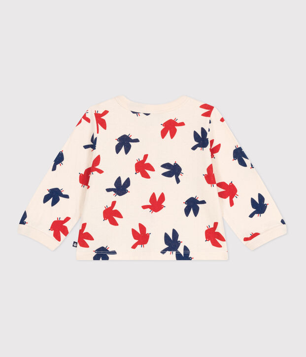 Baby-Cardigan aus Baumwolle mit Vogelmotiv naturfarben/vielfarbig