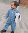 Langer Baby-Overall aus einfarbigem Fein-Cord im Tankwart-Stil ADRIATIC