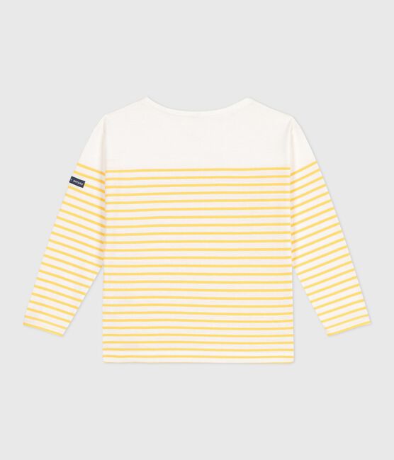 Langärmeliges Kinder-T-Shirt "Marinière" aus Baumwolle weiss MARSHMALLOW/ ORGE
