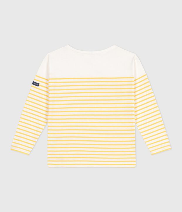 Lang&auml;rmeliges Kinder-T-Shirt Marini&egrave;re aus Baumwolle weiss/gelb