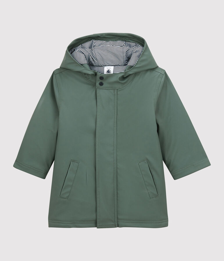 Warme Baby-Regenjacke mit Fleecefutter gr&uuml;n