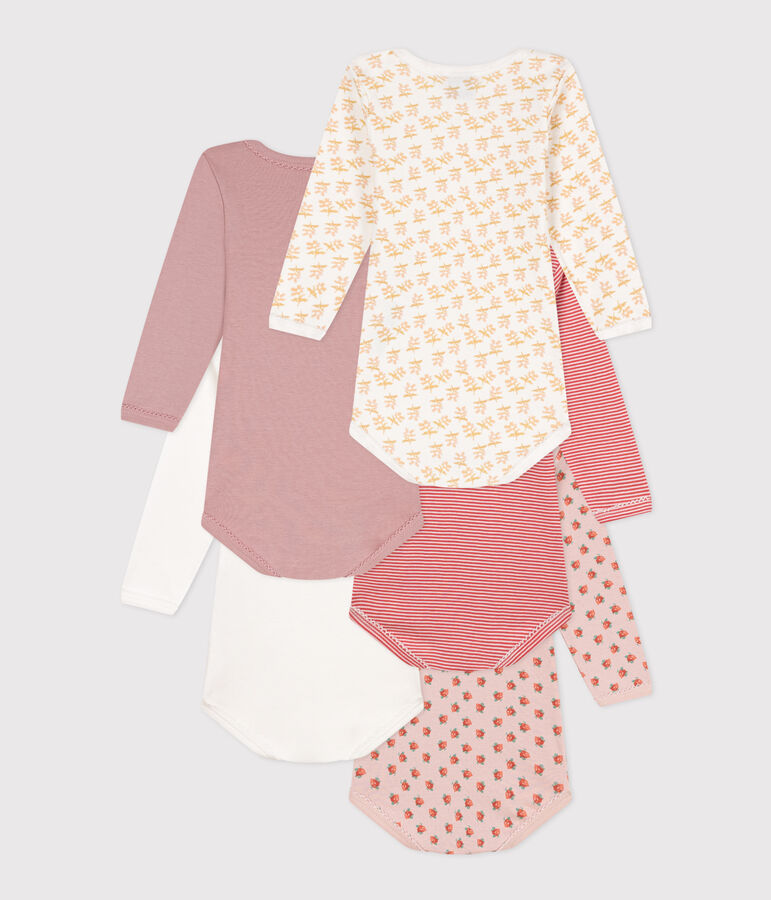 5er-Set lang&auml;rmelige Baby-Bodys aus Baumwolle mit Blumenmotiv vielfarbig