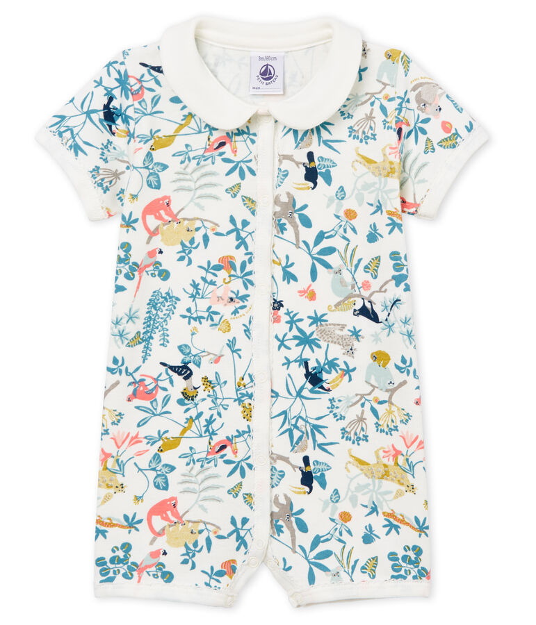 Baby-Kurzoverall M&auml;dchen weiss MARSHMALLOW/weiss MULTICO