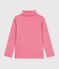 Kinder-Rollkragenshirt aus einfarbiger Baumwolle rosa
