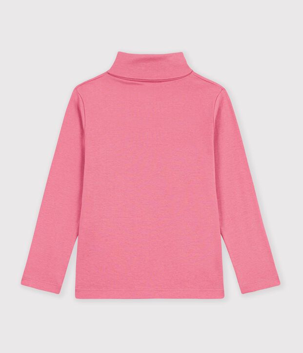 Kinder-Rollkragenshirt aus einfarbiger Baumwolle rosa