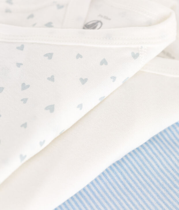 3er-Set kurz&auml;rmelige Wickelbodys aus bedruckter Baumwolle vielfarbig