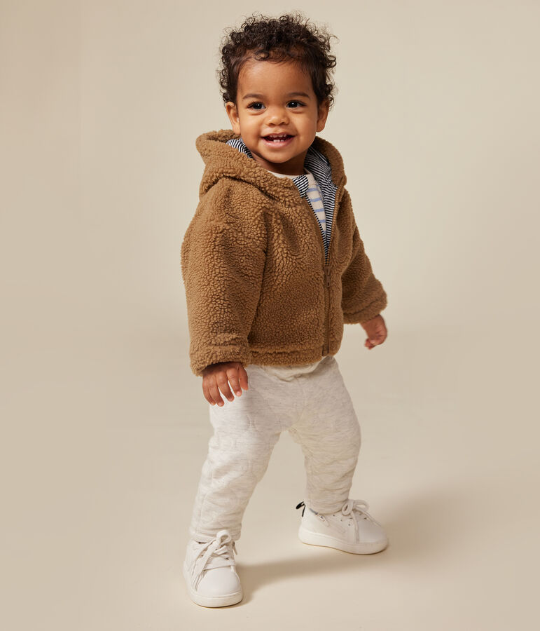 Baby-Jacke mit Kapuze aus Sherpa braun BRINDILLE