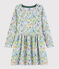 Langärmeliges Kinder-Kleid aus Doppeljersey für Mädchen grau POUSSIERE/weiss MULTICO