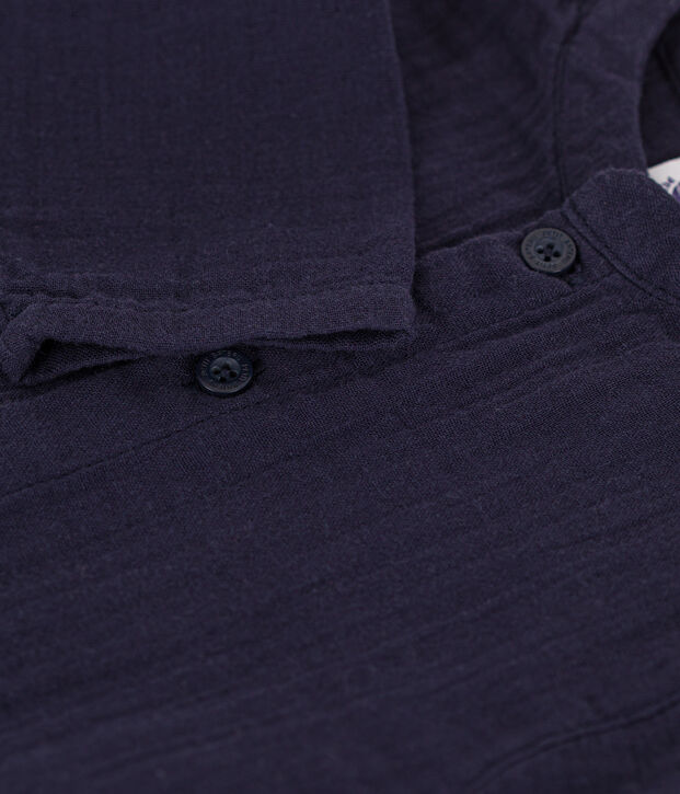 Babyhemd aus Musselinstoff blau