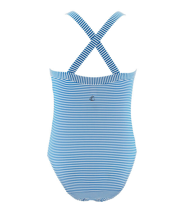 1-teiliger Kinder-Badeanzug M&auml;dchen blau/weiss