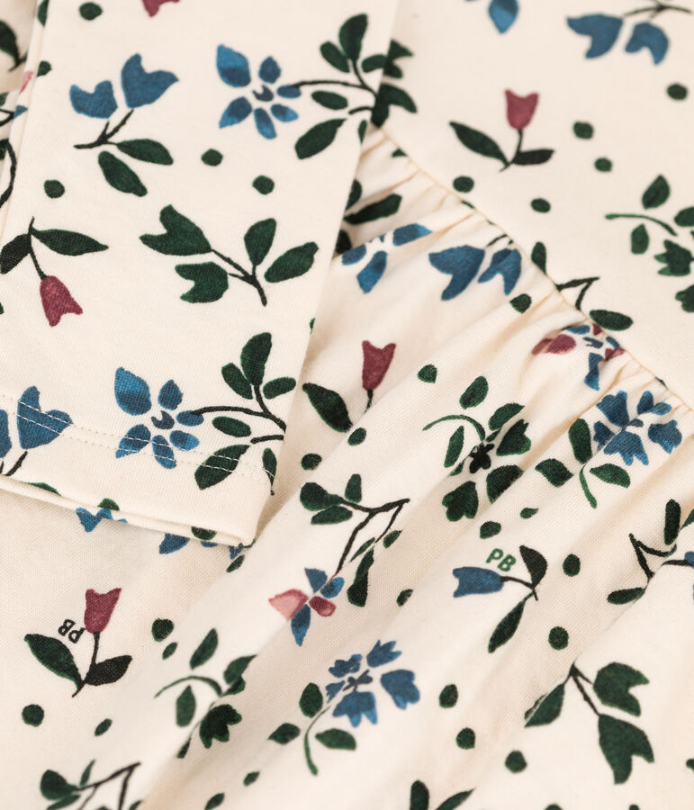 Gebl&uuml;mtes Kinderkleid aus Doppeljersey f&uuml;r M&auml;dchen naturfarben/vielfarbig