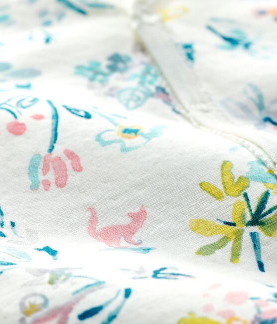 Fußloser Baby-Strampler aus Doppeljersey mit floralem Muster für Mädchen weiss MARSHMALLOW/weiss MULTICO