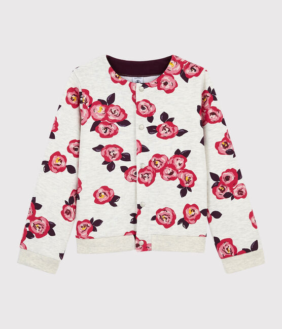 Kinder-Cardigan aus Molton für Mädchen beige MONTELIMAR/weiss MULTICO