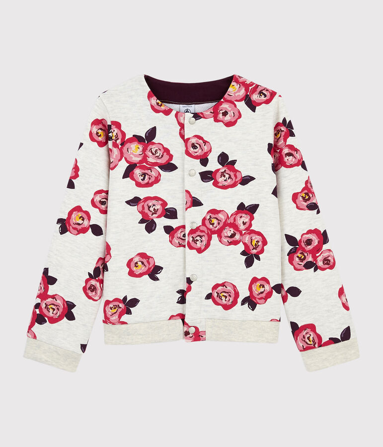 Kinder-Cardigan aus Molton f&uuml;r M&auml;dchen beige/vielfarbig