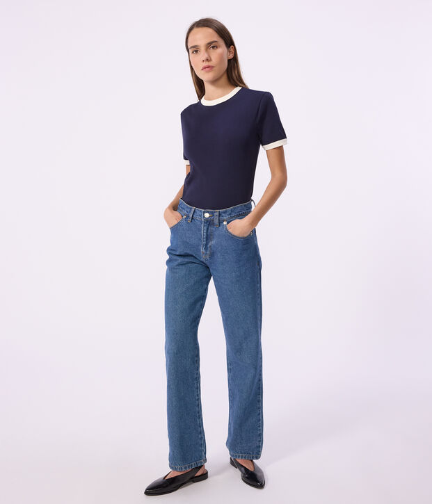 Kurz&auml;rmeliges Damen T-Shirt aus einfarbiger Baumwolle SMOKING