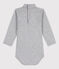Langärmeliger Baby-Body aus Baumwolle mit Rollkragen grau FUMEE CHINE