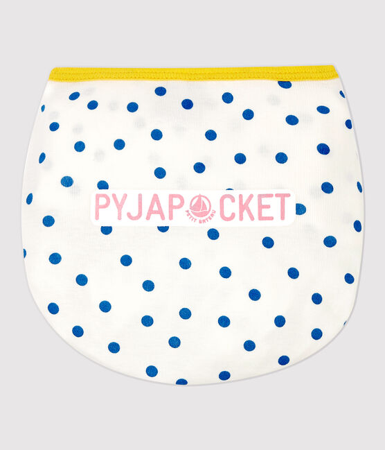 Kinder-Kurzpyjama aus Baumwolle mit blauem Punktmuster für Mädchen weiss MARSHMALLOW/ MALLARD