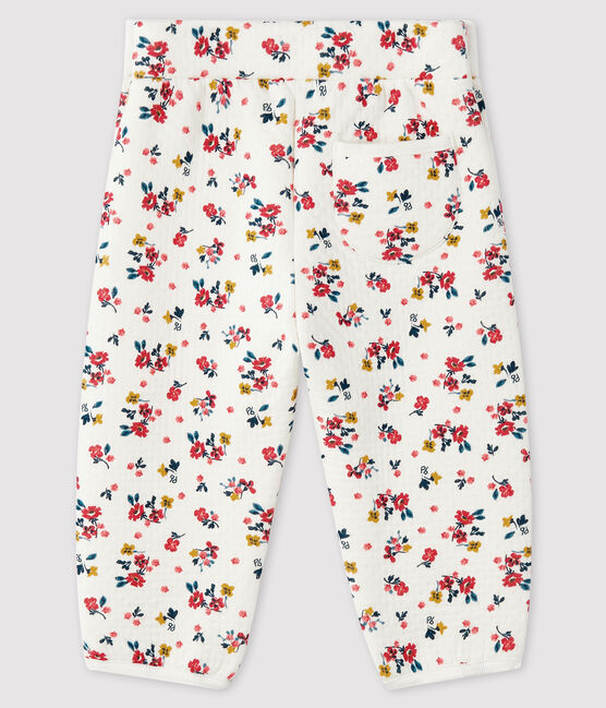 Baby-Hose aus Doppeljersey für Mädchen weiss MARSHMALLOW/weiss MULTICO
