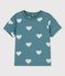 Kurz&auml;rmeliges Baby-T-Shirt aus Bio-Baumwolle mit Herzmuster gr&uuml;n/naturfarben