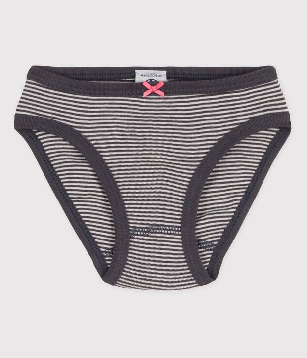 Baumwoll-Slips f&uuml;r M&auml;dchen grau/weiss